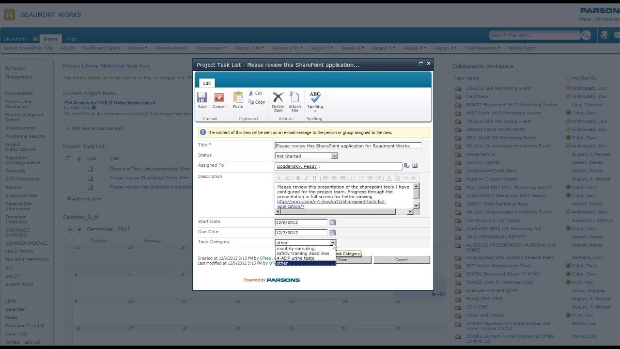 SharePoint Calendar and Task List - YouTube