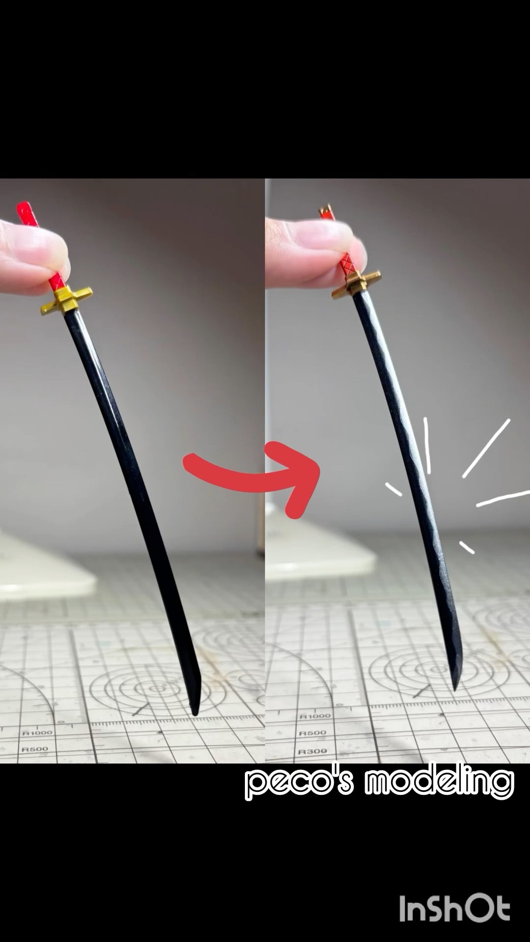 ガンプラの刀を刃文塗装してみた!! How to apply Hamon coating