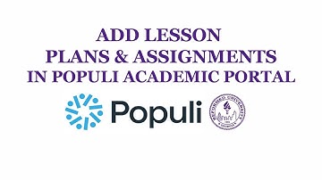 For RU Instructors 08: Add Lesson Plans and Assignments in Populi Academic Portal