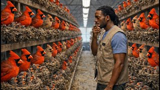 Inside a Northern Cardinal Mega Farm – Breeding, Feeding \u0026 High-Tech Monitoring