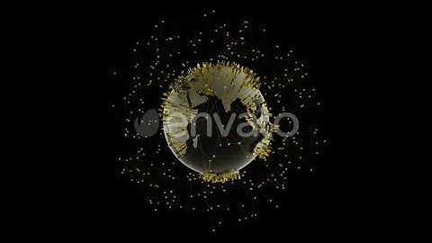 Golden Earth Connection With Golden Human Icons 4k | Motion Graphics - Envato elements