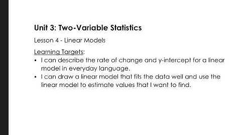 Lesson 3.4 - Linear Models