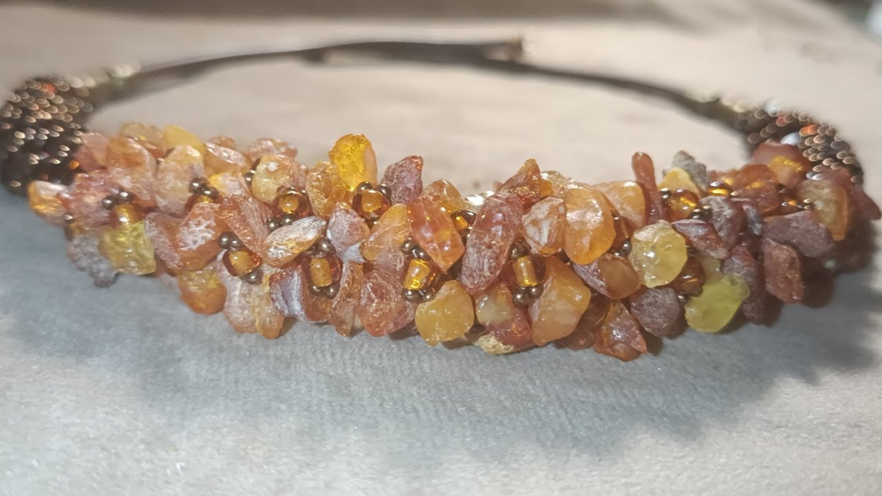 МК.2-ой вариант объёмный жгут без пинов из янтарных крошек#diy #творчество