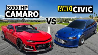 7-Second Camaro SS vs Sleeper EG Civic \/\/ THIS vs THAT