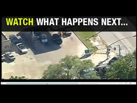 Kansas City cop fires on fleeing vehicle as news copter records it from above - YouTube