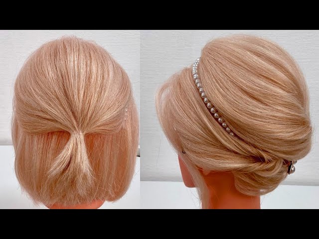 Easy Hairstyle for Short and Medium Hair. Hairstyle for Wedding