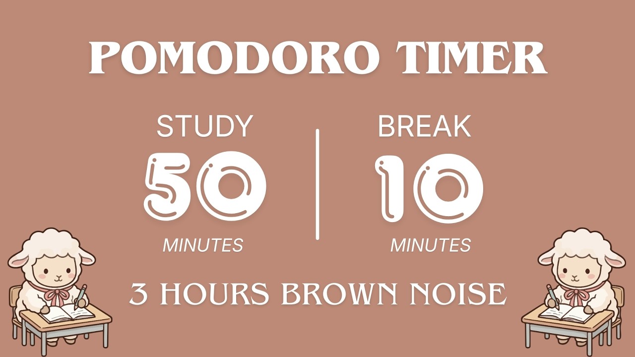 50/10 Pomodoro Timer with Brown Noise 🎧 Study with Me for Deep Focus ...