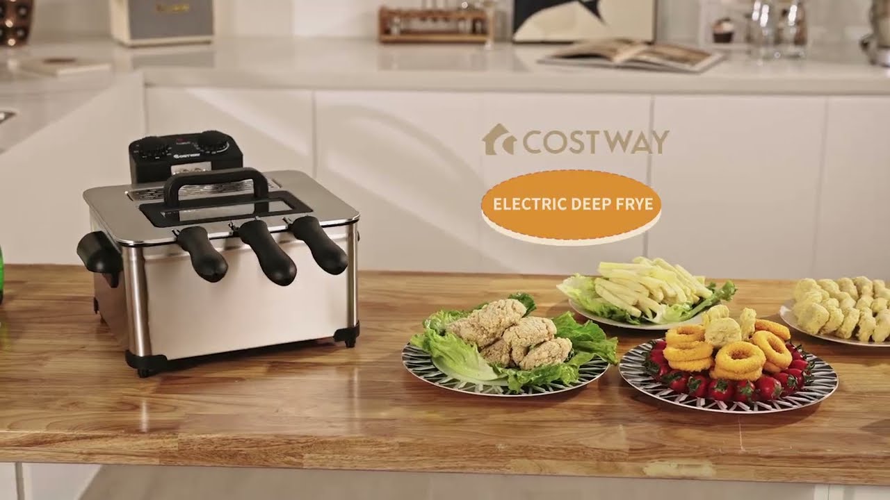 Costway Electric Deep Fryer 5.3QT/21-Cup Stainless Steel 1700W w/ Triple  Basket