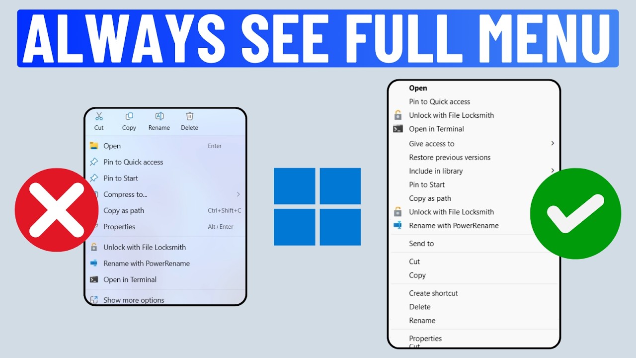 How to Make Windows 11 Always Open the Old Right Click Menu - YouTube