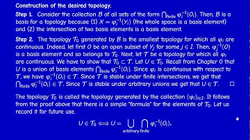 Math400 - Functional Analysis - S4.1 - The smallest topology making continuous a collection of maps
