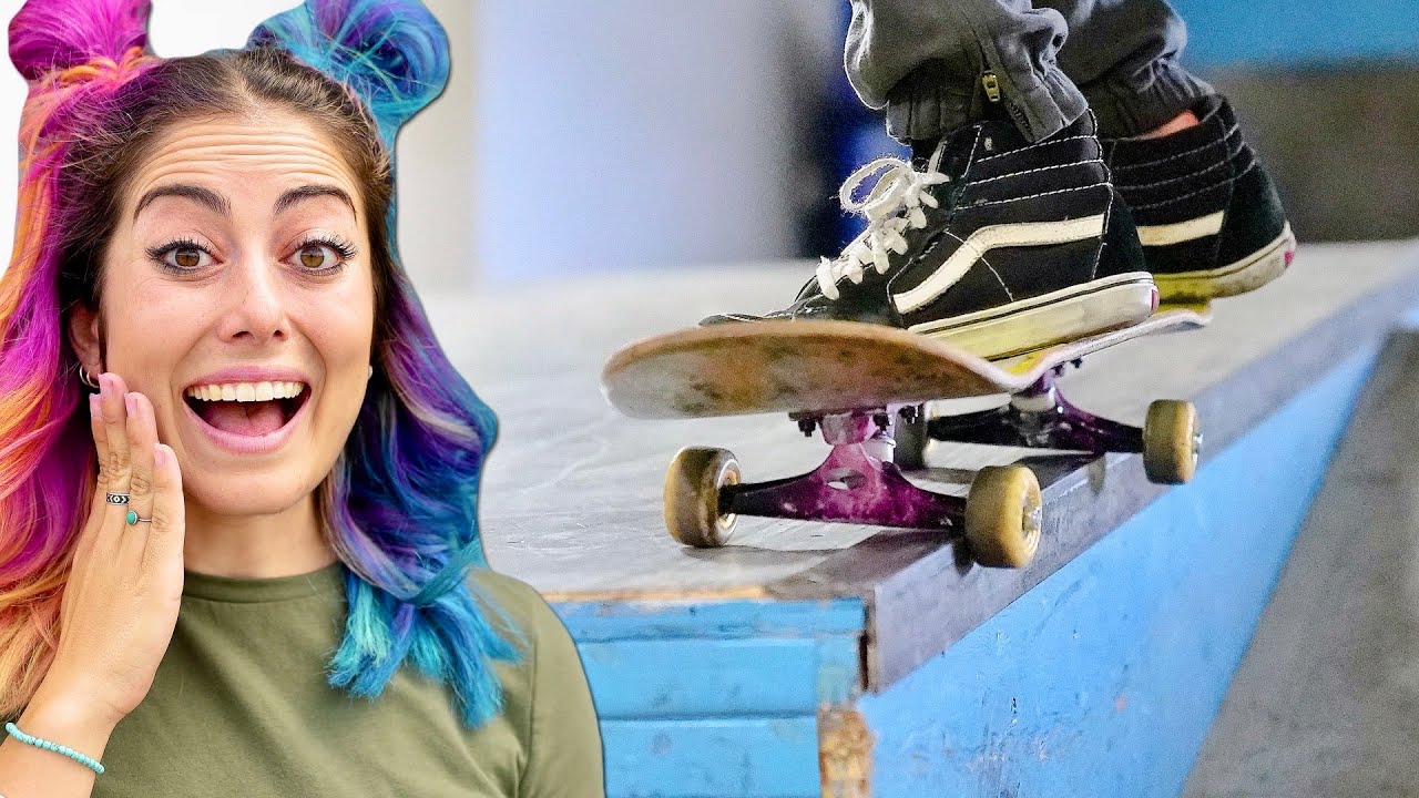 ⁣JENISE LEARNS HER FIRST 5050 GRIND!