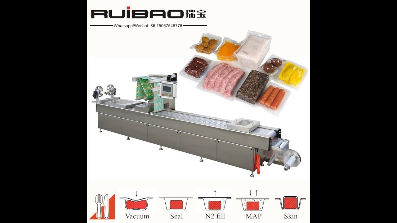 Stew Packaging automatic food vacuum thermoforming packing machine - YouTube