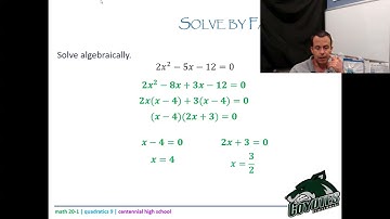 Math 20-1 - Lesson 1.9 - solving quadratic equations by factoring
