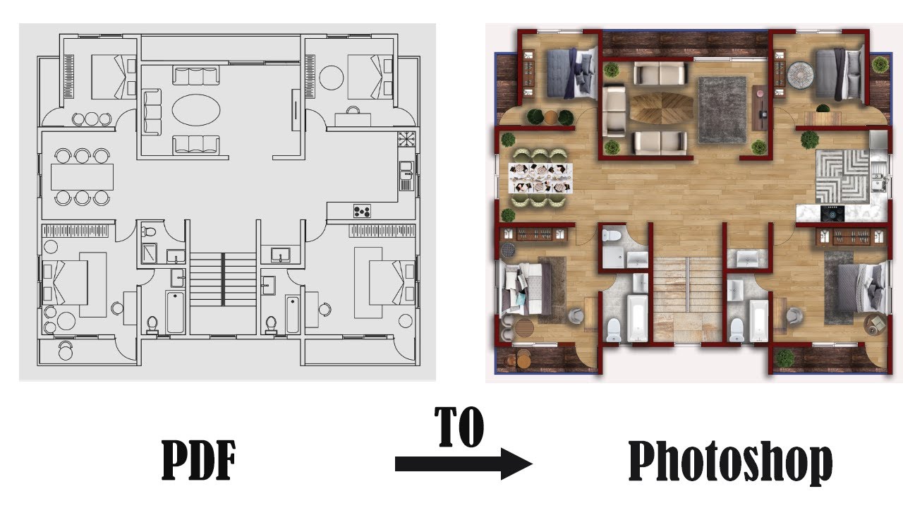 how to render a plan in photoshop step 4 - YouTube