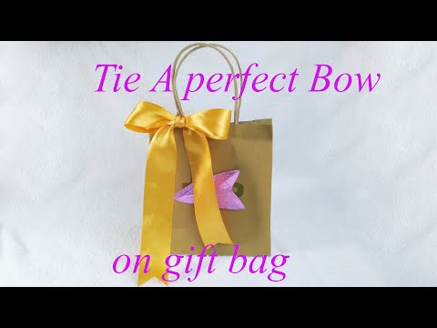 How to make a Bow | Ribbon bow | Bow making | Tie a ribbon on gift bag