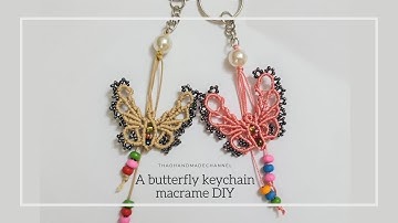 How to make a butterfly keychain macrame DIY by Thaohandmade