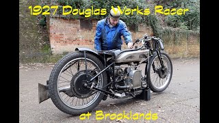 In his Fathers Wheel Tracks - Malcolm rides his father's 1927 Douglas Works Racer at Brooklands. Pt2