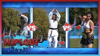 Karate, Kickboxing, And Fencing Vs Wipeout Wipeout