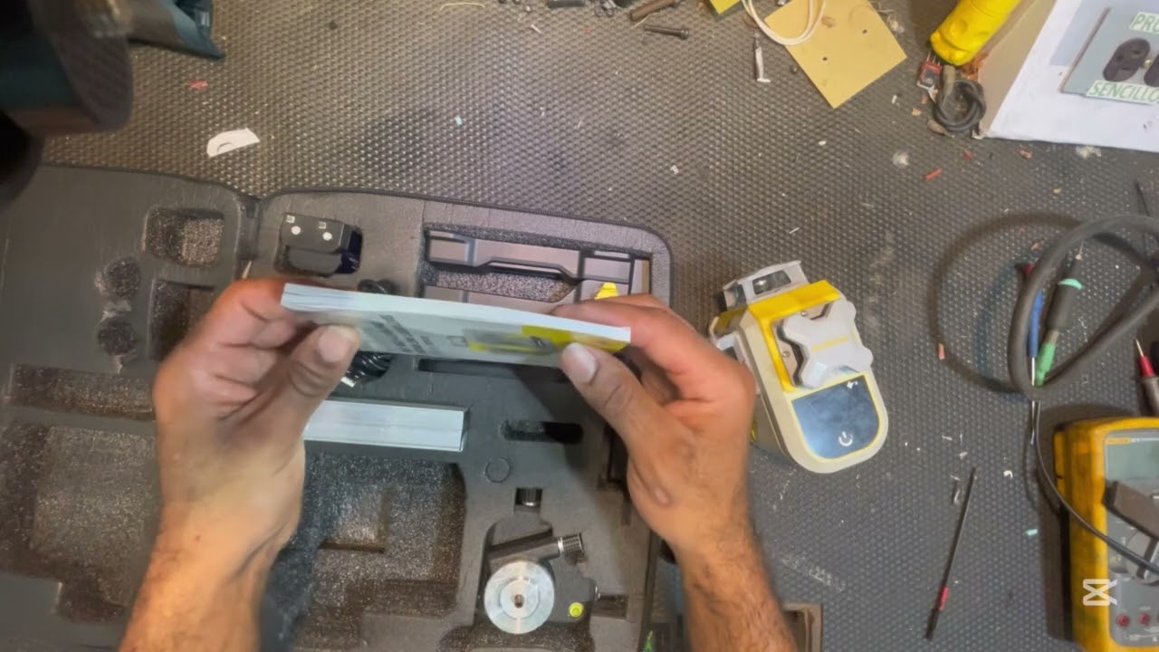 Calibrando nivel láser.  Hay que leer el manual