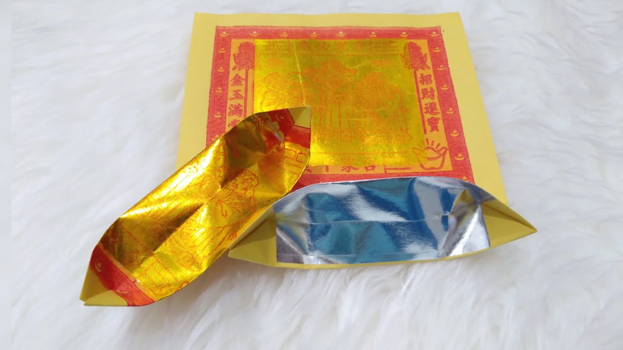 Origami Gold Ingot Gold Money - cara melipat uang Kertas Sembahyang -  Origami YuanBao 金纸 - YouTube