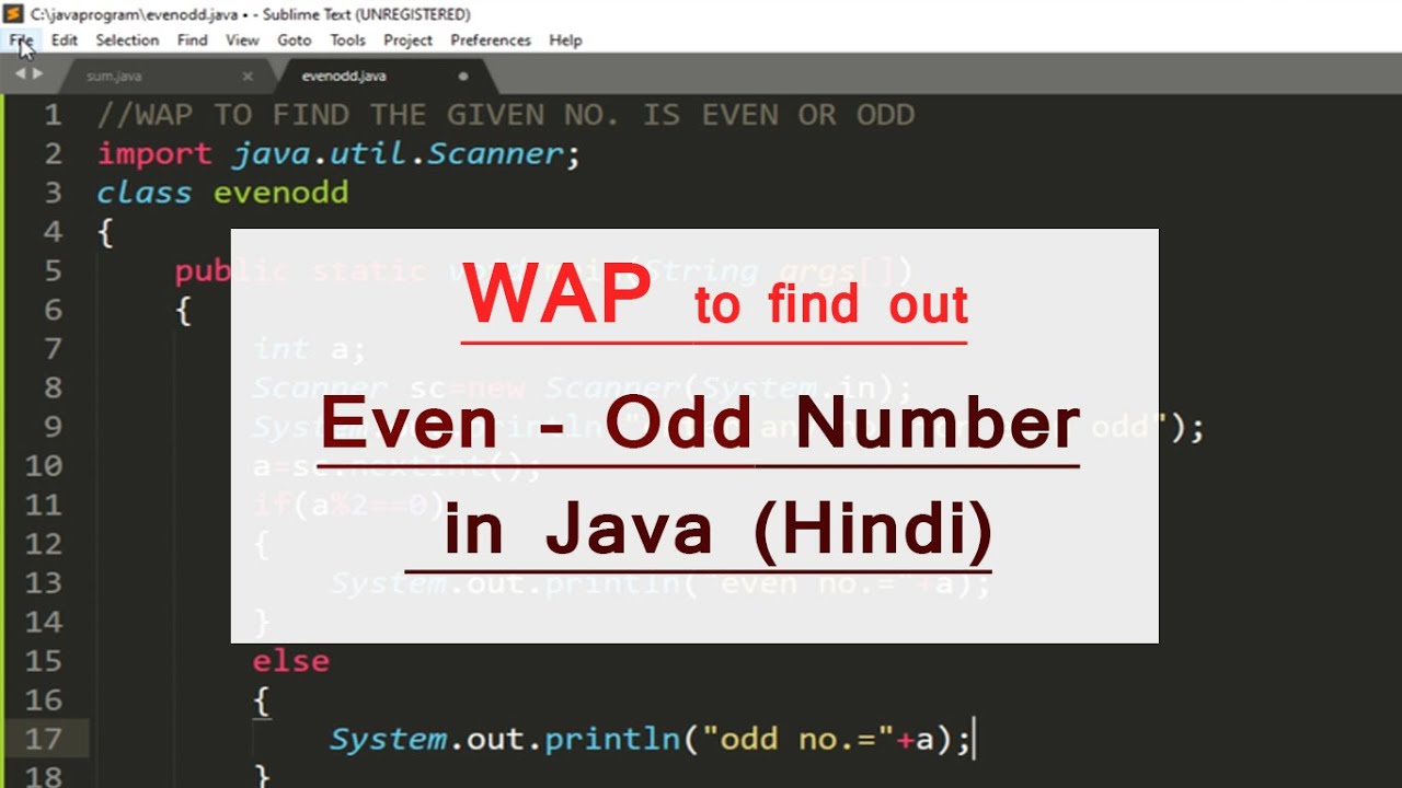 Find out Even and Odd number Program in Java | beginners in Hindi - YouTube