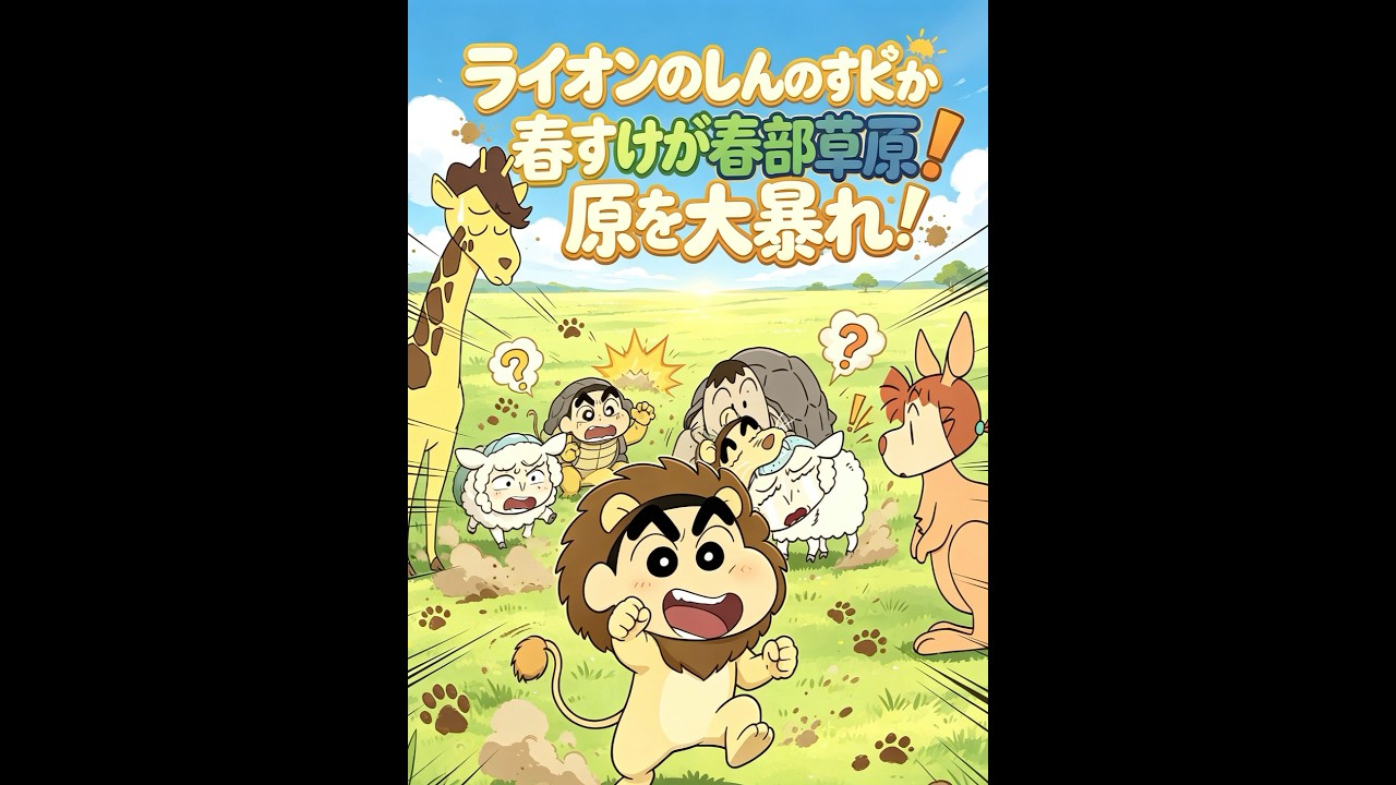ライオンのしんのすけが春部草原を大暴れ #面白集 #アニメ