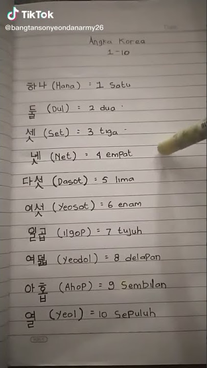 Nih yang mau belajar angka dalam bahasa Korea angka nya dari nomor 1 sampai 10 semoga bermanfaat 😀