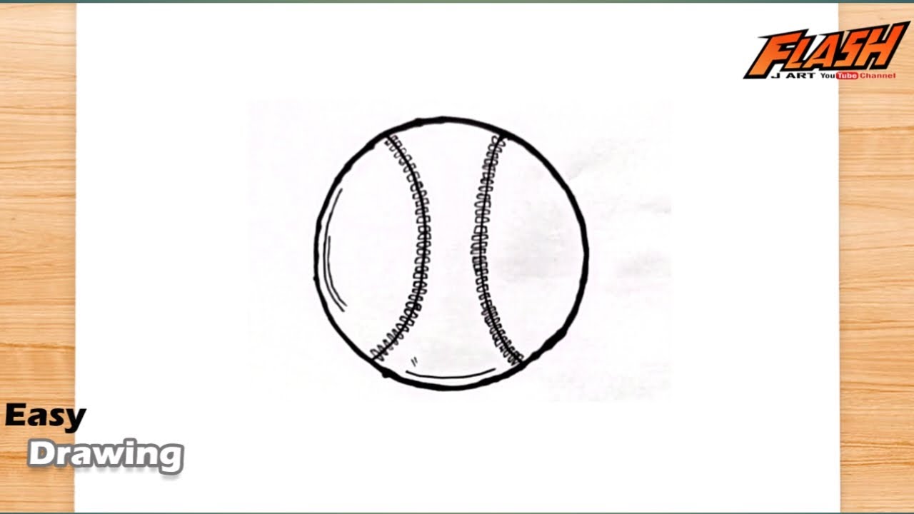 how to draw BALL BASEBALL step by step - YouTube