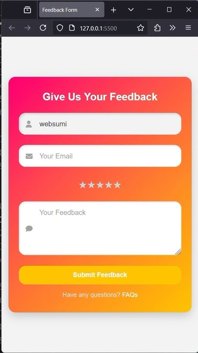 Responsive Feedback Form with Star Rating – HTML & CSS Only - YouTube