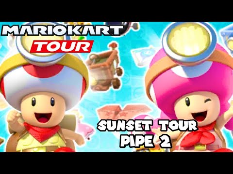 Sunset Tour Pipe 2: Captain Toad & Toadette (Explorer) - Mario Kart Tour