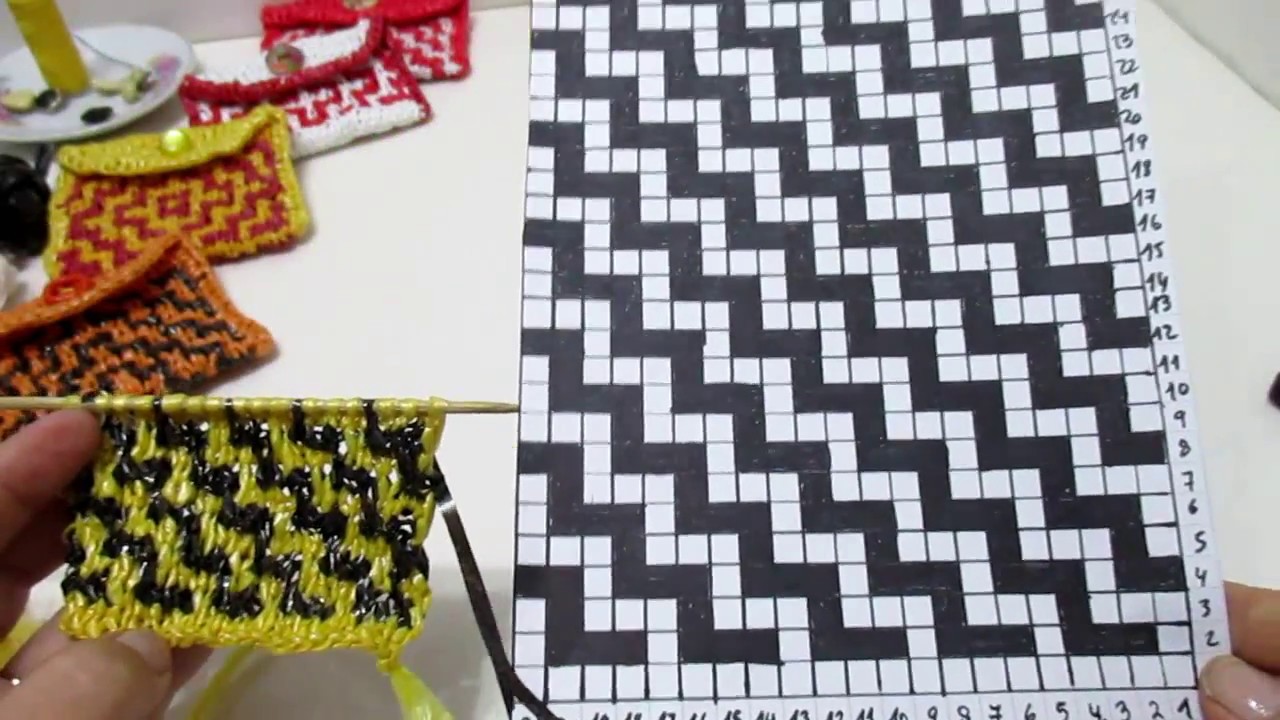 COMO HACER DOS AGUJAS CON HILO DE BOLSAS Jacquard dos agujas