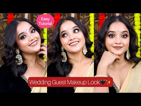 Wedding Guest Makeup Tutorial For Begginers 🖤✨ Golden Eye Makeup | Debopriya Basak