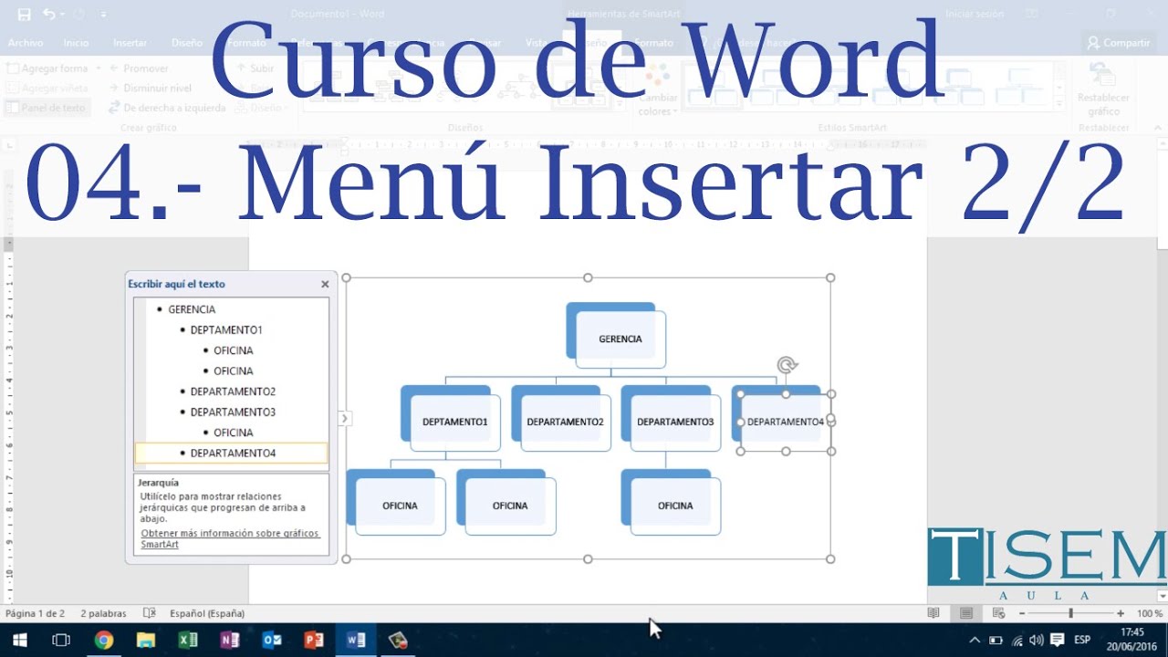 Curso Word 2016 - Parte 04 Menu Insertar 2/2 - YouTube