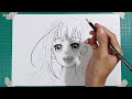 How To Draw a Happy Anime Girl | Pencil Drawing