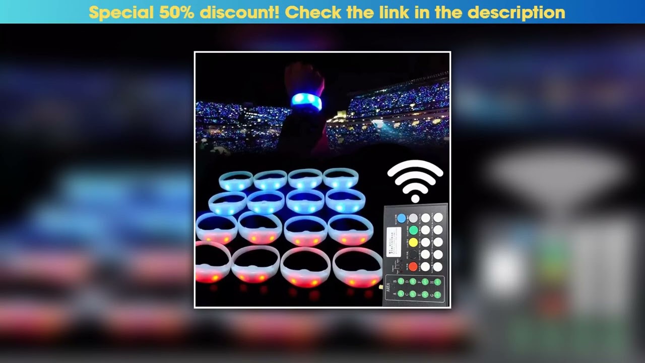 Editor’s Choice Led Silicone TPU Bracelets With 24Keys 600 Meters 433MHz Remote Control Glowing Wri