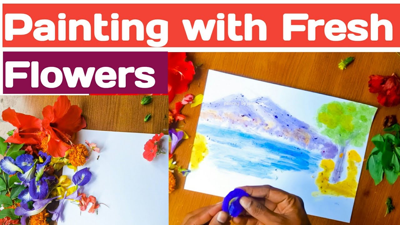 First painting with natural fresh flowers and leaves #painting - YouTube