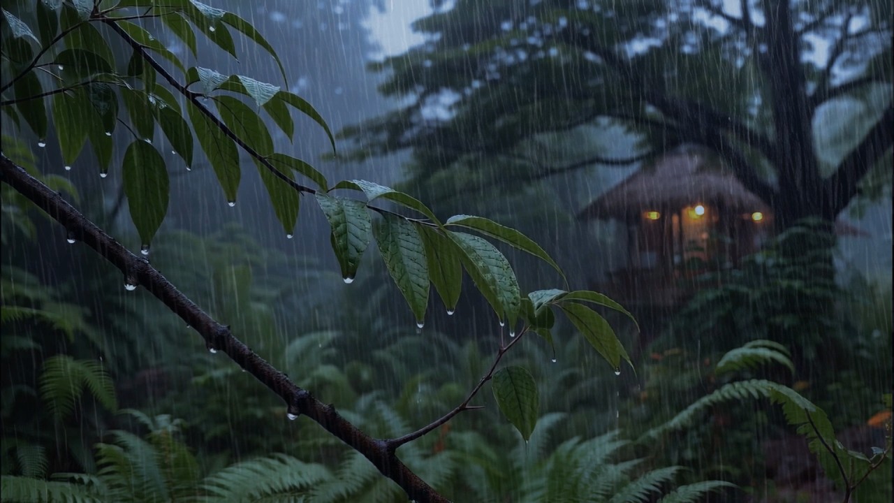 Мгновенно засыпайте под настоящий ночной дождь на листьях леса | Спокойствие сегодня