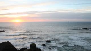 Sunset view from Ecola State Park with 180-degree camera pan