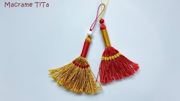 Marcame keychain: lucky broom keychains - thắt móc khóa chổi may mắn