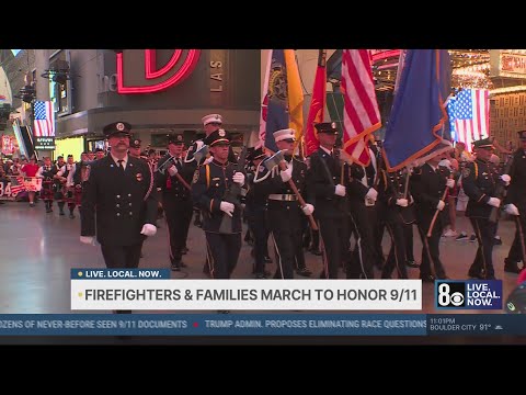 Las Vegas firefighters and families march downtown to honor 9/11