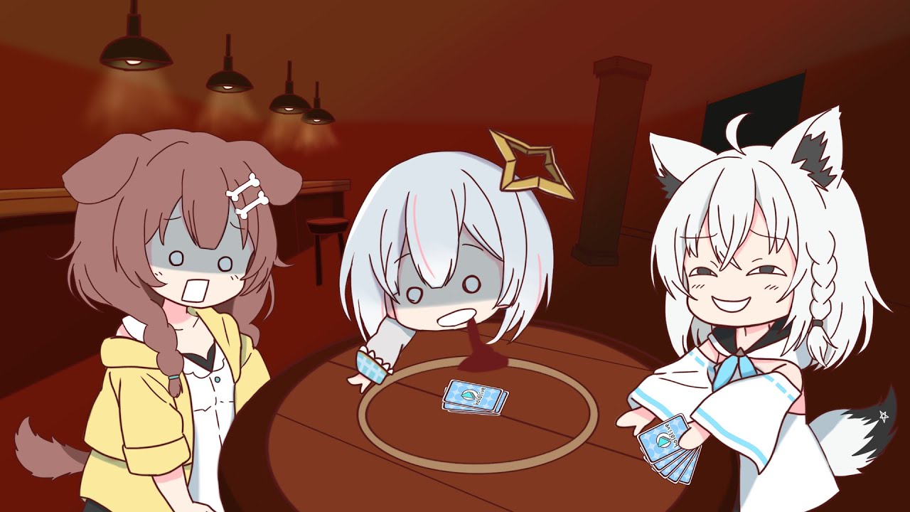 【手描き】命賭けのデスゲーム！６分の１を引き当ててゲーム早々リタイアするかなたんが不憫すぎる！？【さくらみこ／白上フブキ／戌神ころね／天音かなた／ホロライブ／切り抜き動画】