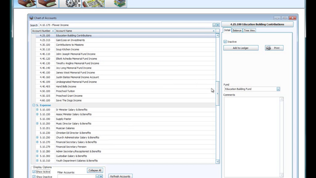 Church Chart Of Accounts Template