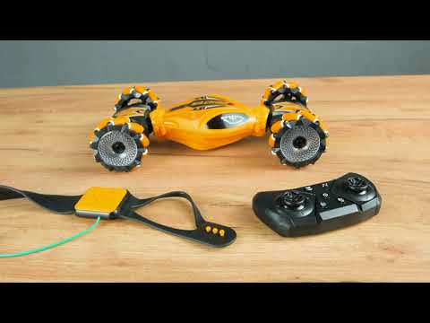 Трюкова машинка на радіокеруванні із сенсорним браслетом Бамблбі Жовтий, видео 1