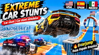 extreme car stunts | Car stunt |car stunt simulator | part 4🔥🚘🚔#carjump #usa #spain #maxico  screenshot 2