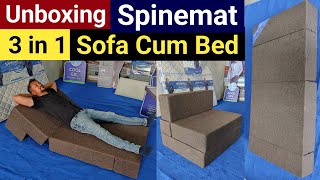 Unboxing Spinemat Sofa Cum Bed Review with Price! Multipurpose 3 in 1 Sofa cum Bed!