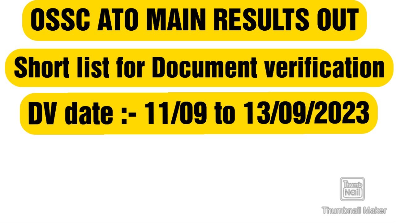 OSSC ATO MAIN RESULT // ATO DOCUMENT VERIFICATION DATE OUT // CTS RESULT