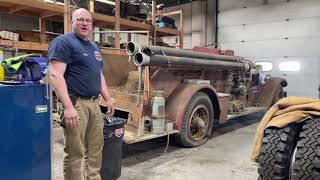 1930 American LaFrance 200 Series Fire Engine Part 1.  First light of day in 25 years!