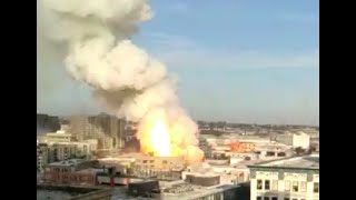 Fire in L.A. The moment of the explosion in Downtown - 327 Boyd Street.