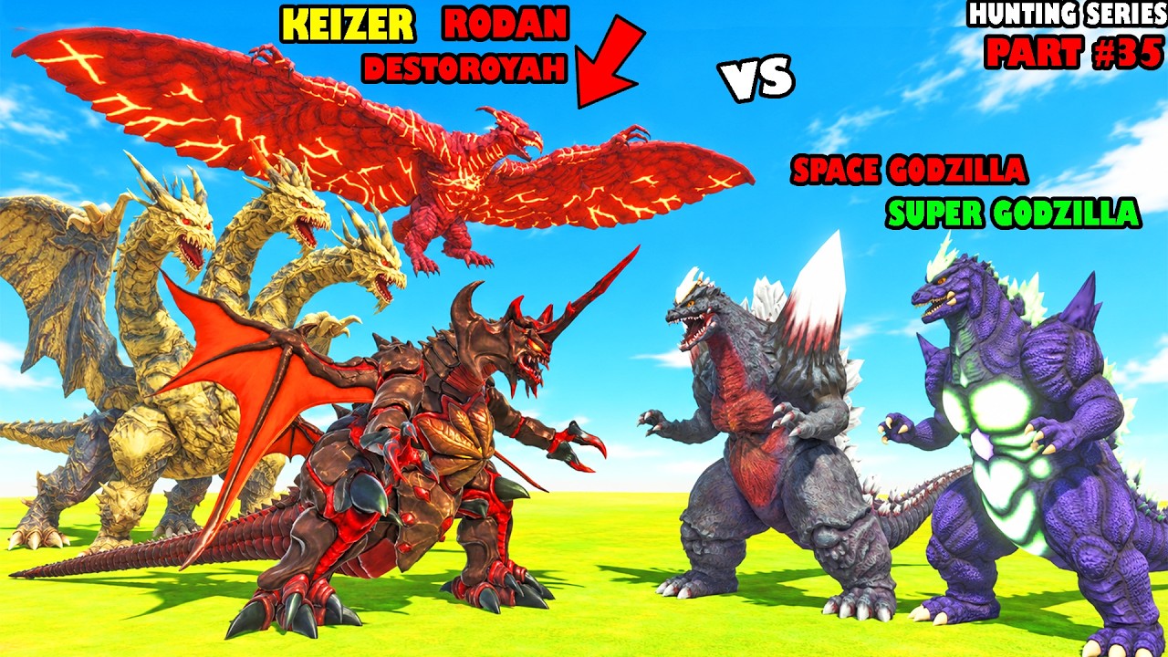 GODZILLA SPACE and SUPER GODZILLA vs KEIZER GHIDORAH, DESTOROYAH, and RODAN HUNTING SERIES #35 Arbs