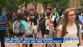 UNC Board of Trustees and governing board upset about UNC free tuition policy